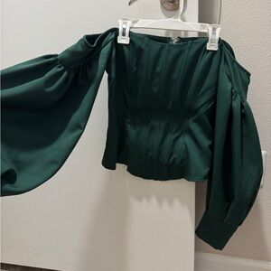 Elegant Green Off-Shoulder Corset Top